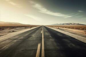 esvaziar carro estrada deserto. gerar ai foto