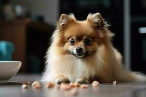 spitz cachorro Comida canino. gerar ai foto