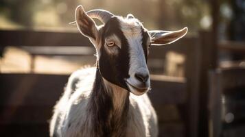 bode às a Fazenda em uma ensolarado dia generativo ai foto