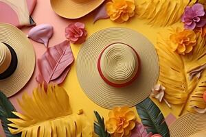 amarelo colori verão férias, viagem e verão feriado fundo. ai generativo foto