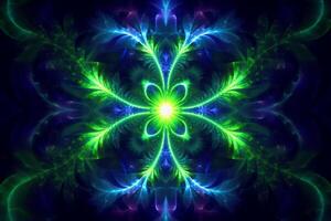 lazer luz fractais, real azul e verde. ai generativo foto