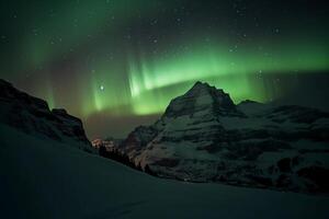 aurora, suíço Alpes, estrela, neve, inverno. ai generativo foto
