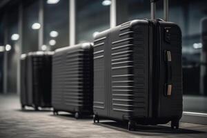 bagagem malas às a aeroporto Largo bandeira com cópia de espaço área para Férias e feriado viagem conceitos. ai generativo foto