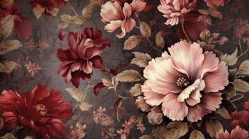 elegante e vintage floral papel de parede padronizar. ai generativo foto