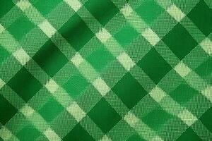 verde tecido têxtil padrão, xadrez fundo, linho algodão. ai generativo foto