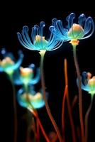 ilustração do bioluminescente flor hastes. ai generativo foto