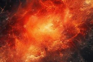 abstrato chique vermelho laranja fogo, Sol luz planeta superfície, grunge textura, fantasia galáxia fundo. ai generativo foto