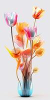 vidro textura, flor hastes, pétalas, tulipa flores, branco fundo, limpar \ limpo e transparente. ai generativo foto
