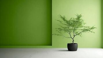 uma deslumbrante imagem do uma minimalista verde, exibindo a mágico elegância encontrado dentro simplicidade. ai generativo foto