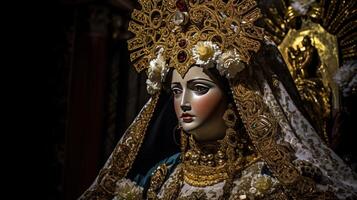 virgen del carmen católico religioso feriado, evento. estátua do uma mulher. ai gerado. foto