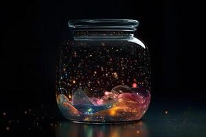 espaço dentro uma vidro jar. neural rede ai gerado foto