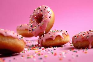 colorida rosquinhas queda e falhando, generativo ai foto