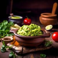 caseiro abacate guacamole colar closeup.ai generativo foto