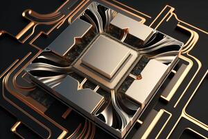 ai gerado 3d CPU processador lasca fundo. tecnológica metal abstrato fundo. foto