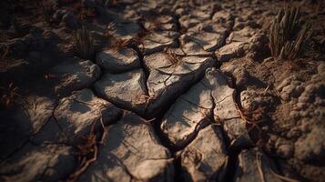 seco rachado terra fundo. global aquecimento e clima mudança concept.ai generativo foto