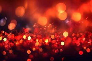 abstrato Natal fundo com bokeh desfocado luzes e vermelho color.ai gerado foto