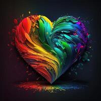 a ilustração do uma coração formado com arco-íris generativo ai foto