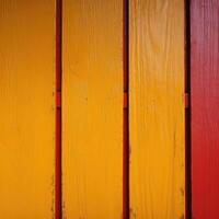 topo Visão do cromada amarelo e vermelho pintado madeira textura fundo, generativo ai. foto