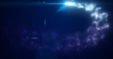 abstrato azul brilhando energia Magia partícula cometa vôo ao longo a caminho linha futurista oi-tech foto