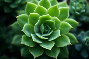 echeveria verde suculento plantar macro, topo visualizar, generativo ai foto