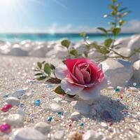 rosa verão dentro de praia tão fresco Veja ai gerado imagem foto