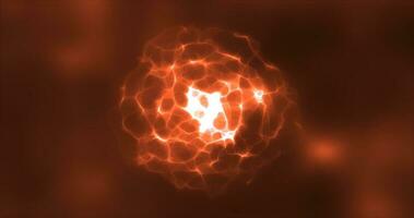 abstrato laranja energia volta esfera brilhando com partícula ondas oi-tech digital Magia abstrato fundo foto