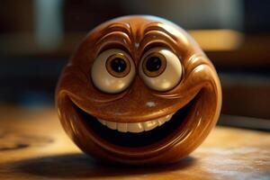 engraçado face bola, emoji sorrir generativo ai foto
