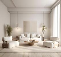 ampla luxo moderno brilhante interiores vivo sala. generativo ai. foto