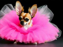 uma chihuahua sentado dentro uma tutu. gerar ai foto