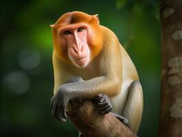 a bizarro beleza do a probóscide macaco foto