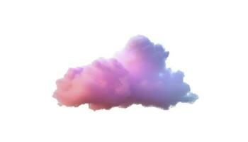 3d renderizar, brilhando colorida suave nuvem isolado em branco fundo. fofo cumulus atmosfera fenômeno. realista céu grampo arte elemento, gerar ai foto