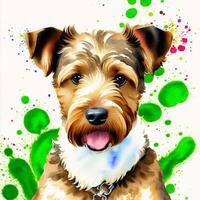 uma lindo airedale terrier cachorro. aguarela pintura. dinâmico elegância. generativo ai foto