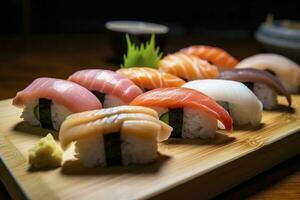 delicioso Sushi com lindo fundo, gerar ai foto