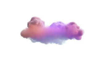 3d renderizar, brilhando colorida suave nuvem isolado em branco fundo. fofo cumulus atmosfera fenômeno. realista céu grampo arte elemento, gerar ai foto