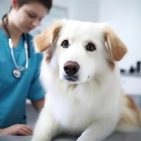 cachorro em Visita para a veterinario. ilustração ai generativo foto