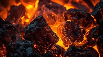queimando carvão fogo fundo. ilustração ai generativo foto