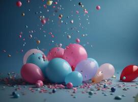 feliz aniversário fundo com balões. ilustração ai generativo foto