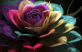 3d colorida flor. para tela de pintura impressão interior parede decoração, gerar ai foto