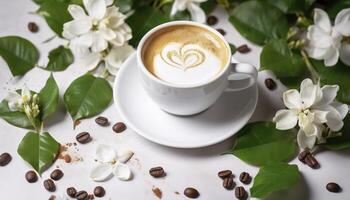 café com flor , generativo ai foto