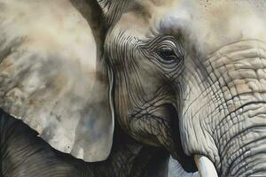 africano elefante aguarela pintura, lindo natural formulários, fresco limpar \ limpo formas, colorida, branco fundo , gerar ai foto