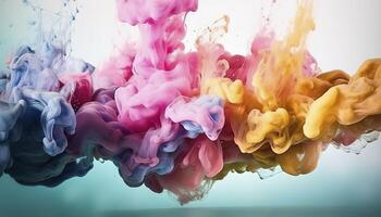 abstrato suave colorida tinta respingo dentro água fundo , generativo ai foto