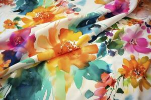 usar aguarela floral padrões para crio único e colorida tecido desenhos para vestidos, saias, e blusas, gerar ai foto