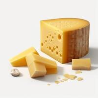parmigiano reggiano é uma Difícil texturizado queijo fez a partir de de vaca leite. ai gerado. foto