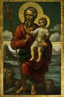 santo Cristóvão com jesu christi. ai gerativ. foto