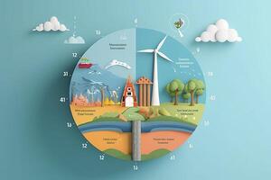 renovável energia de 2050 carbono neutro energia ou estufa gás emissão co2, reduzir co2 emissão conceito, generativo ai foto