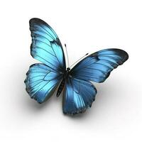 lindo asas do uma azul borboleta isolado em uma branco fundo, gerar ai foto