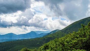 panorama das montanhas dos Cárpatos de colinas verdes na montanha do verão