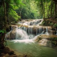 cascata dentro selva tropical floresta ai gerado foto