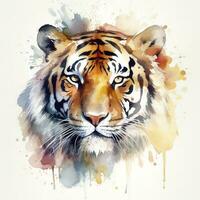 isolado tigre aguarela salpicos com tinta pintura, projeto arte, gerar ai foto