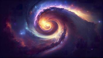 uma Visão a partir de espaço para uma espiral galáxia e estrelas. universo preenchidas com estrelas, nebulosa e galáxia,. elementos do isto imagem mobiliado de nasa, gerar ai foto